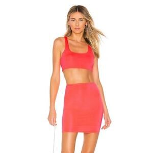 NEW Superdown Pink 2Piece Sleeveless Racerback Crop Tank Top & Mini Skirt Set M